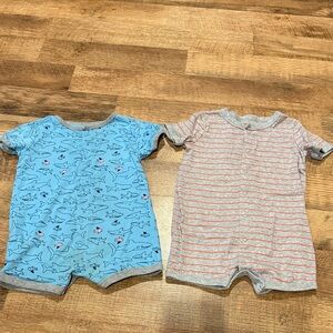 Blue and Gray Shark Print Kids One Piece - Size 24 months